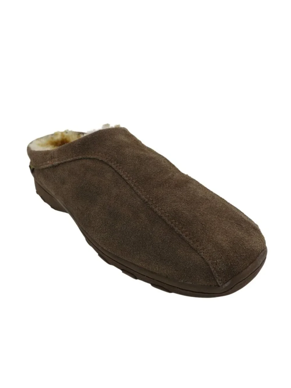 OLD FRIEND Men's Brown Suede Moccasin Slippers with Shearling Size 14